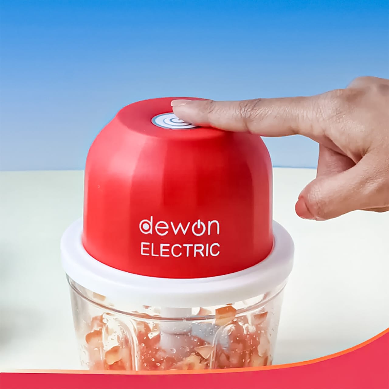 Dewon Electric Handy 350ml Vegetable & Fruit Chopper | 3 Stainless Steel Blades | Easy to Clean | Compact Kitchen Cutter