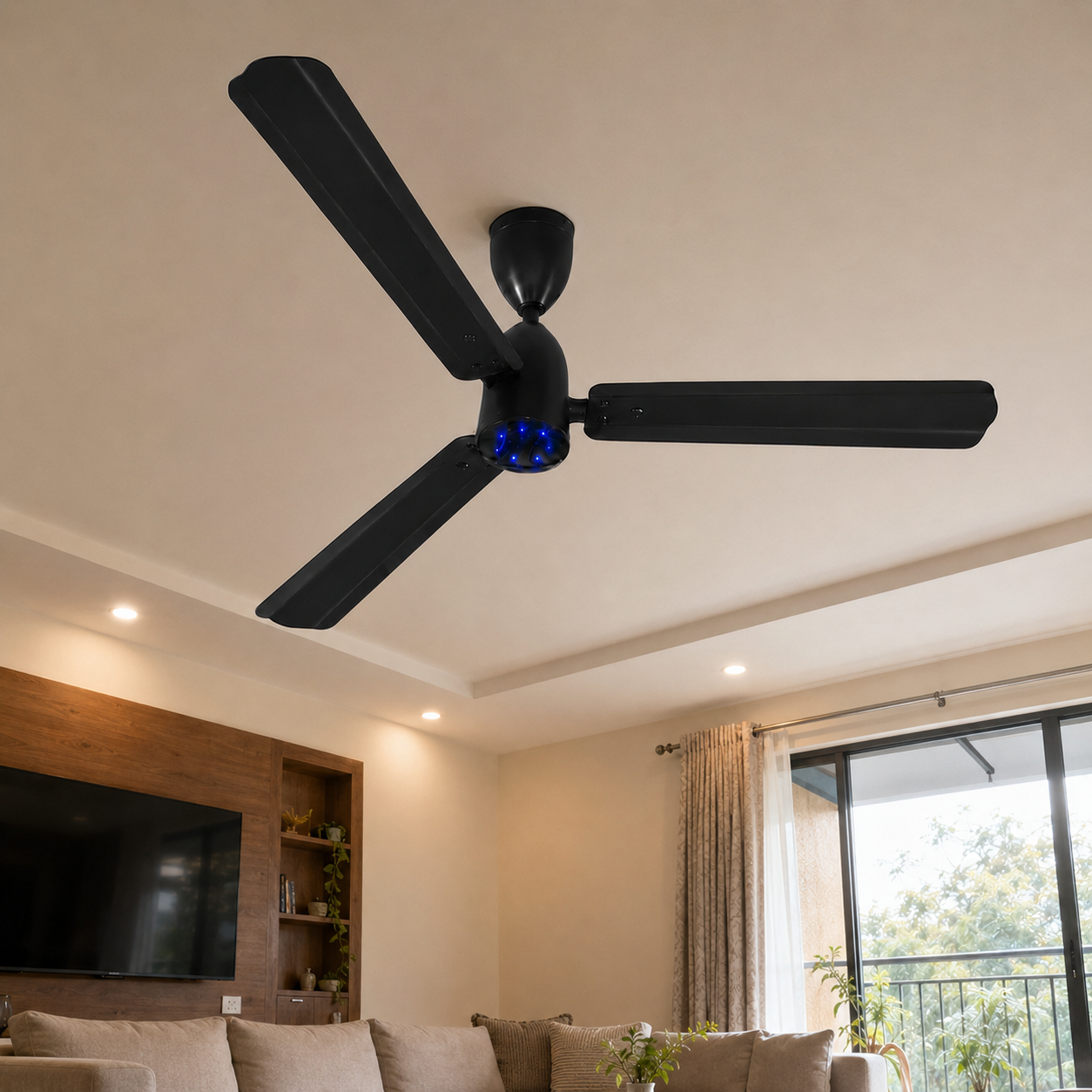 Dewon Froster 1200mm BLDC Ceiling Fan with Blink LED - Black Finish | 30W