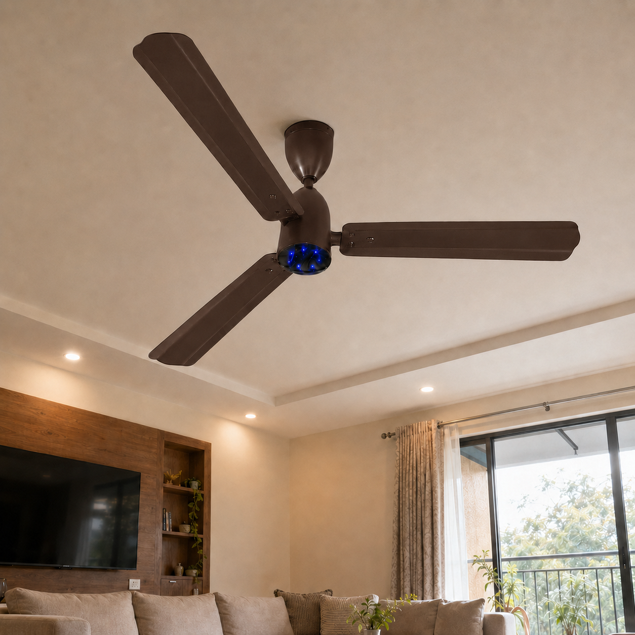 Dewon Froster 1200mm BLDC Ceiling Fan with Blink LED - Smoky Brown Finish | 30W