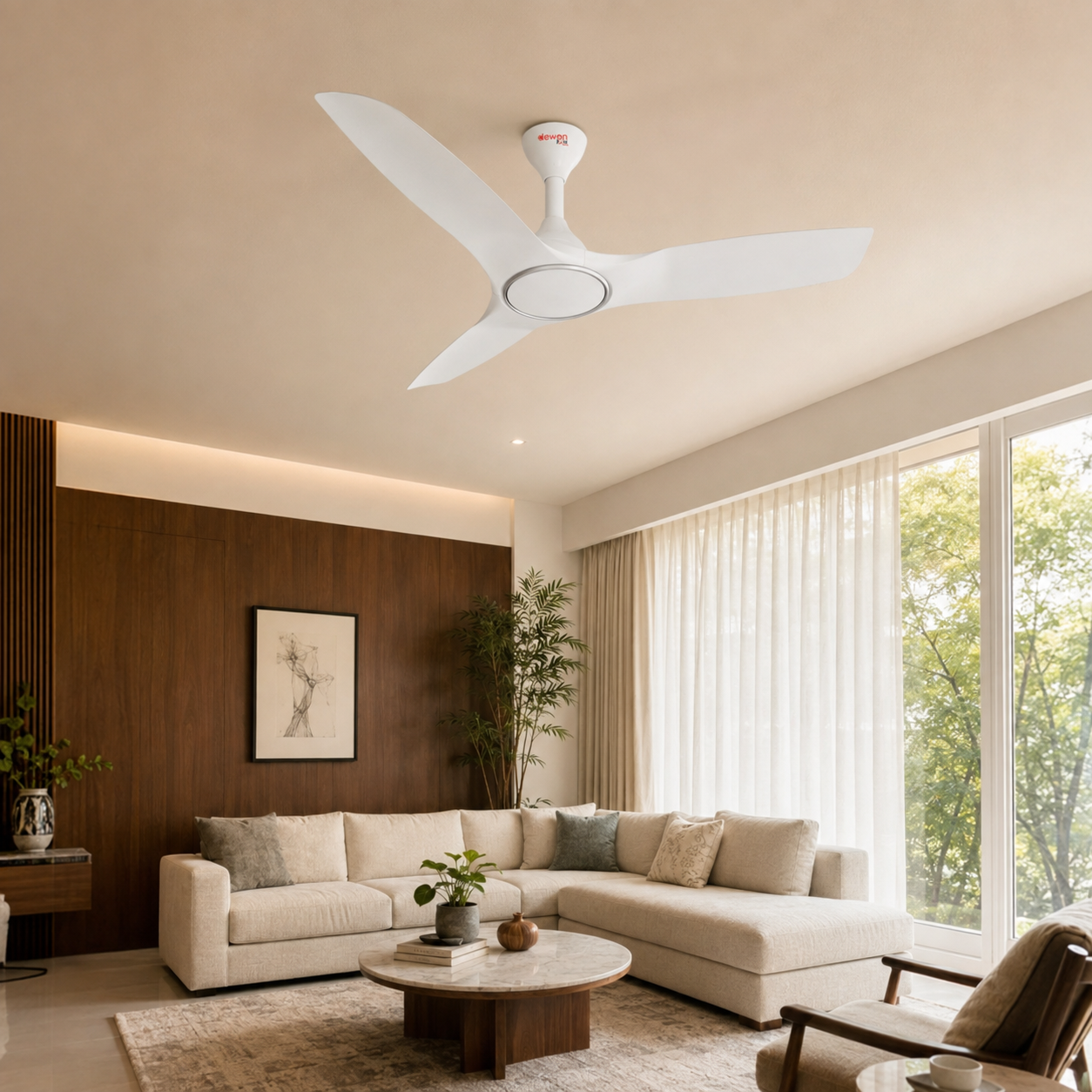 Dewon Auster 1200mm BLDC Ceiling Fan - White Finish | Premium Luxury Series