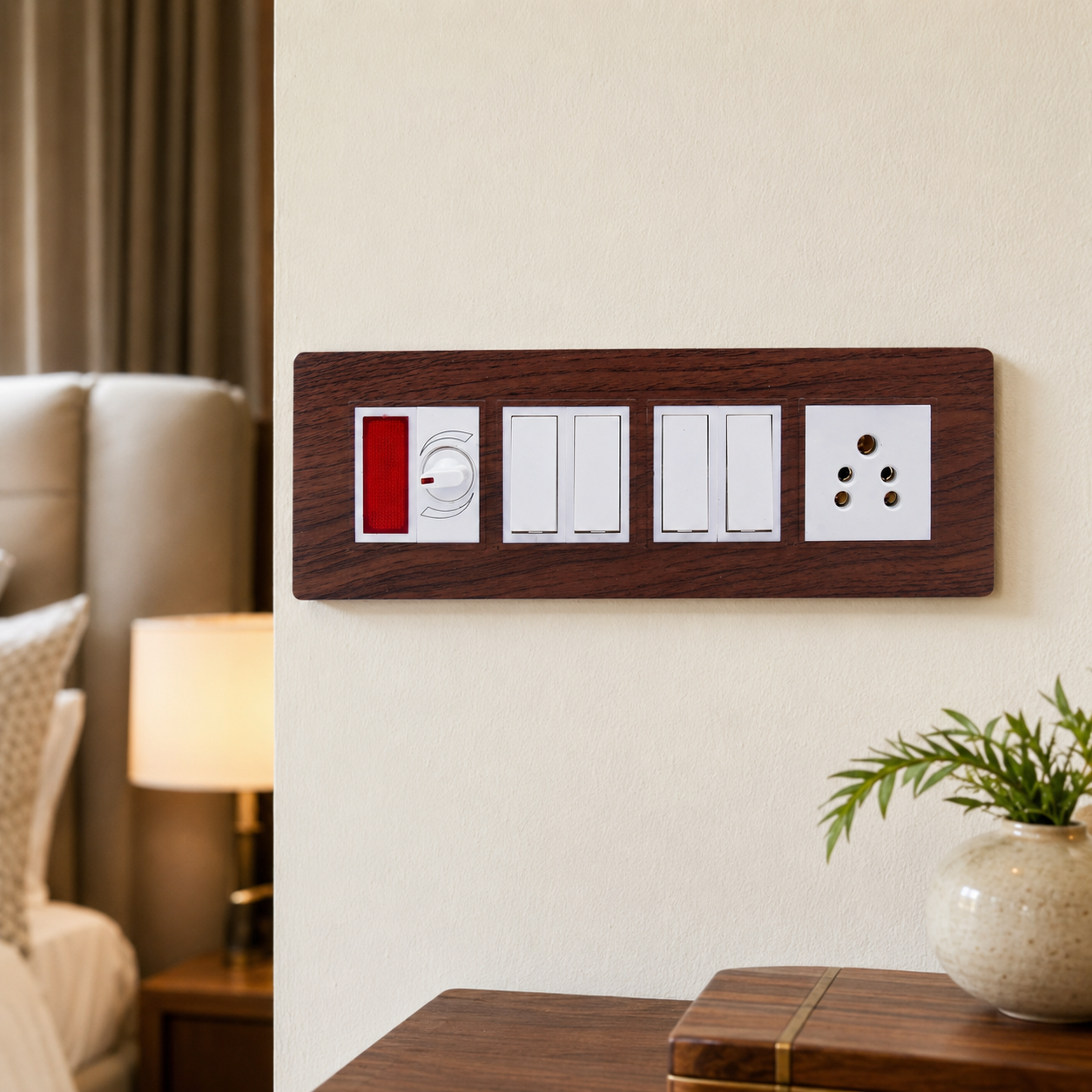 Dewon Electric 8 Module Plate - Wooden