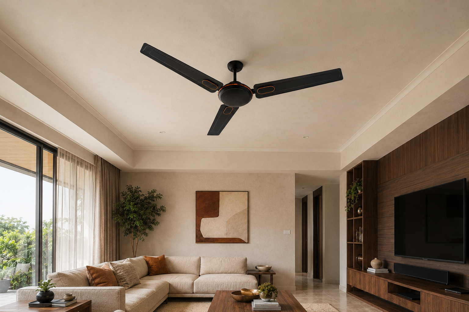 Dewon Glacia 1200mm BLDC Ceiling Fan with Reverse Mode - Smoky Brown Finish | 27W | 215 CMM
