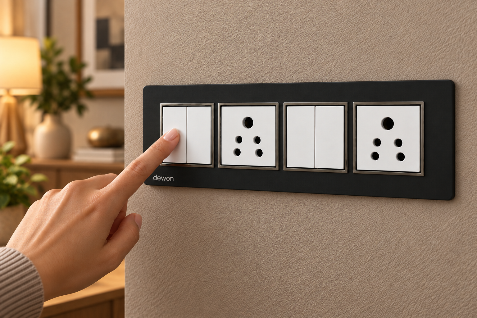 Dewon Electric SilverLine 8 Module Plate - Black