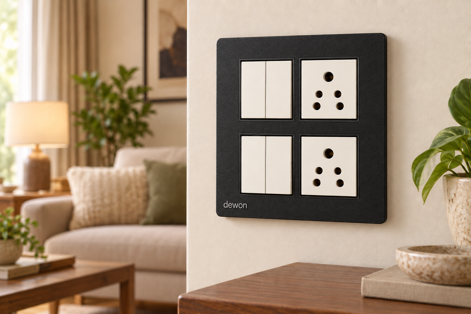 Dewon Electric SilverLine 8 Module Plate - Black